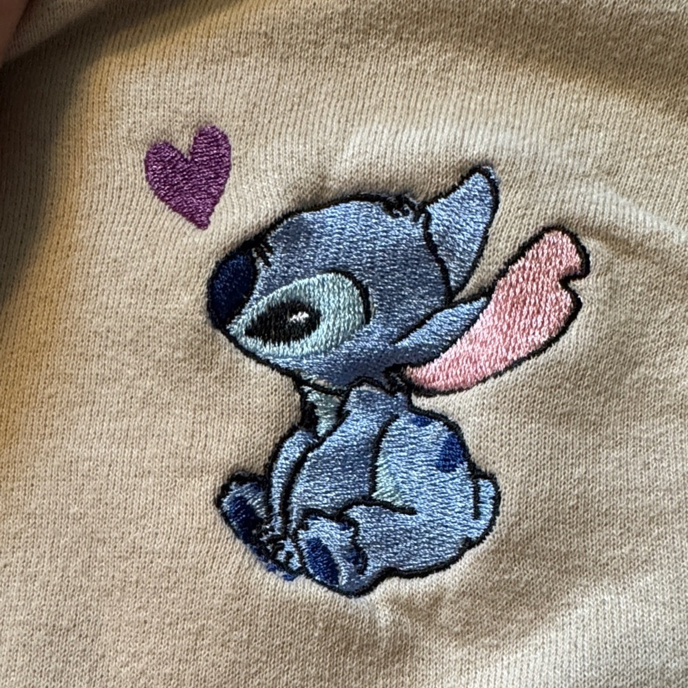 Women’s Beige Sweater with Embroidered Design Disney’s Stitch - Picture 2 of 2